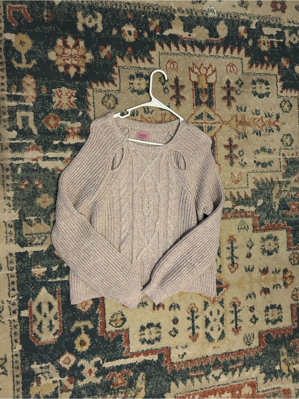 miami Cable Knit Crewneck Sweater in Blush